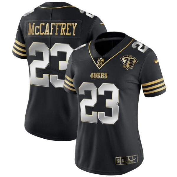 Women's 49ers 75th Anniversary Patch Vapor Gold Jersey - All Stitched - Image 11