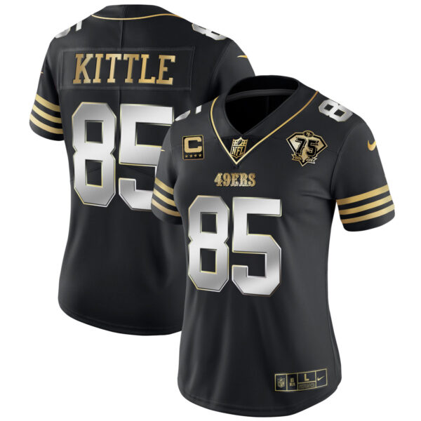 Women's 49ers 75th Anniversary Patch Vapor Gold Jersey - All Stitched - Image 14