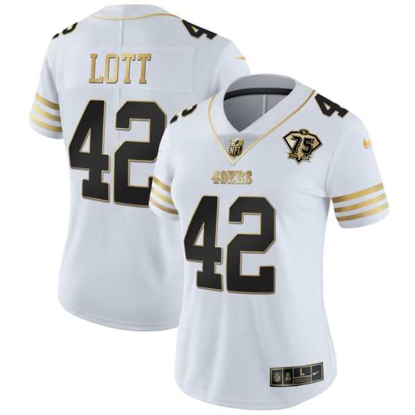 Women's 49ers 75th Anniversary Patch Vapor Gold Jersey - All Stitched - Image 9