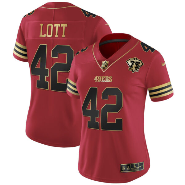 Women's 49ers 75th Anniversary Patch Vapor Gold Jersey V2 - All Stitched - Image 39
