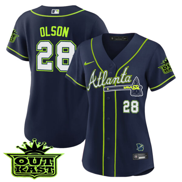 Women's Atlanta Braves Outkast Baseball Jersey V3 - All Stitched - Image 7