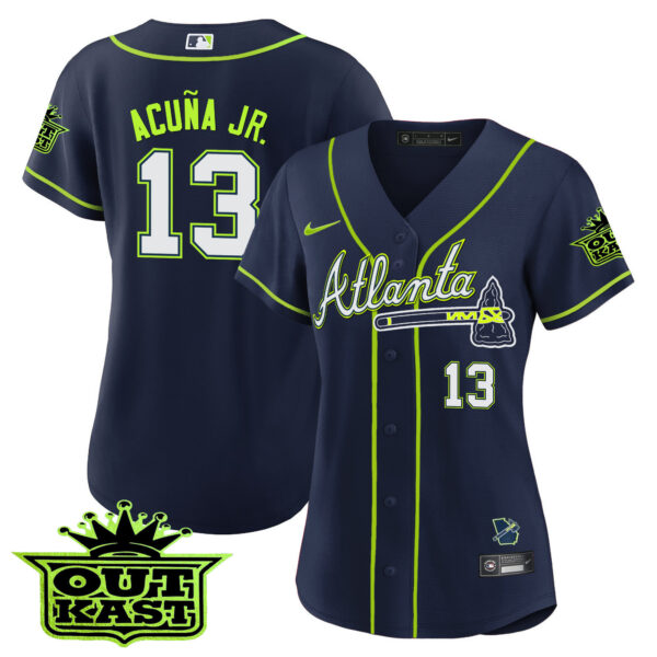 Women's Atlanta Braves Outkast Baseball Jersey V3 - All Stitched