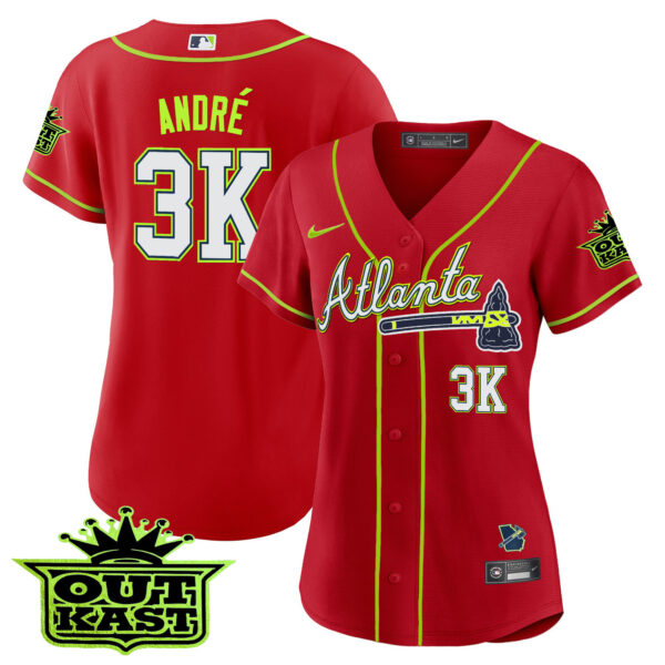 Women's Atlanta Braves Outkast Baseball Jersey V3 - All Stitched - Image 21