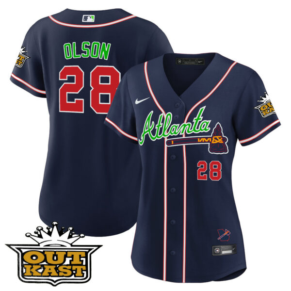 Women's Atlanta Braves Outkast Baseball Jersey V3 - All Stitched - Image 34
