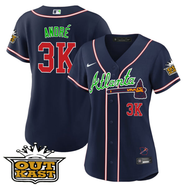 Women's Atlanta Braves Outkast Baseball Jersey V3 - All Stitched - Image 30