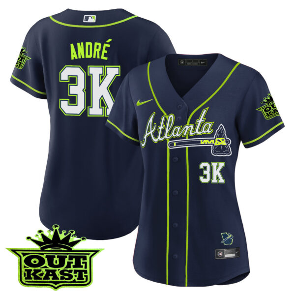 Women's Atlanta Braves Outkast Baseball Jersey V3 - All Stitched - Image 3