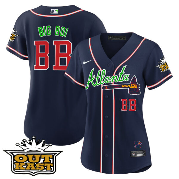 Women's Atlanta Braves Outkast Baseball Jersey V3 - All Stitched - Image 31