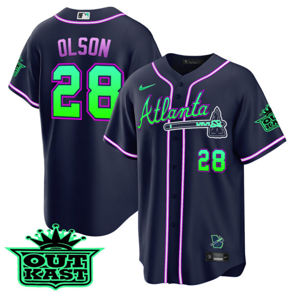 Men's Atlanta Braves Outkast Cool Base Jersey V3 - Galaxy Version - Stitched - Image 7