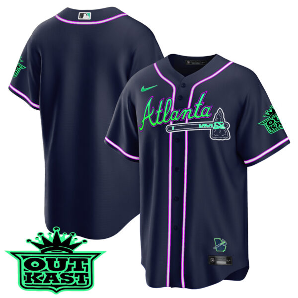 Men's Atlanta Braves Outkast Cool Base Jersey V3 - Galaxy Version - Stitched - Image 9