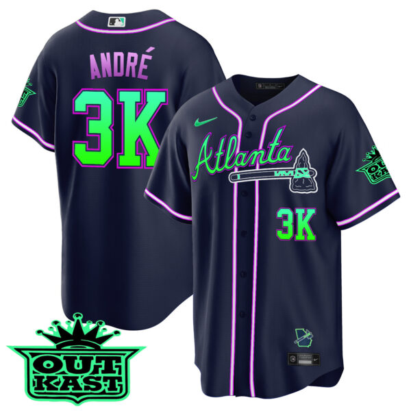 Men's Atlanta Braves Outkast Cool Base Jersey V3 - Galaxy Version - Stitched - Image 3
