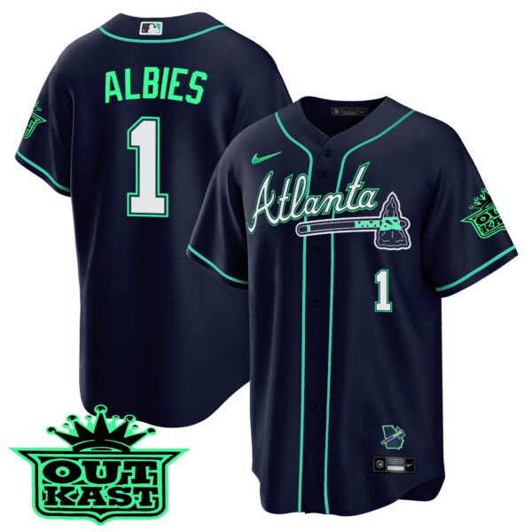 Men's Atlanta Braves Outkast Cool Base Jersey V3 - Galaxy Version - Stitched - Image 17