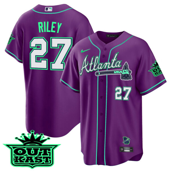 Men's Atlanta Braves Outkast Cool Base Jersey V3 - Galaxy Version - Stitched - Image 50