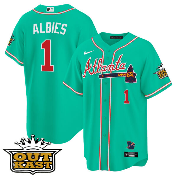 Men's Atlanta Braves Outkast Cool Base Jersey V3 - Galaxy Version - Stitched - Image 44