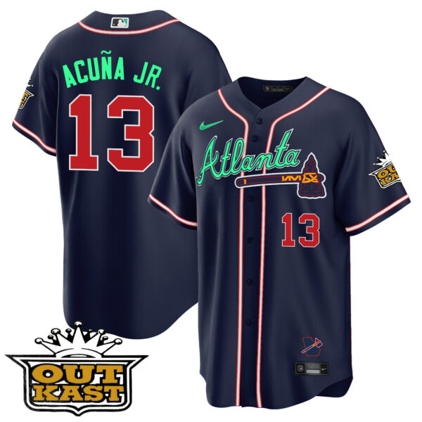 Men's Atlanta Braves Outkast Cool Base Jersey V3 - Galaxy Version - Stitched - Image 19