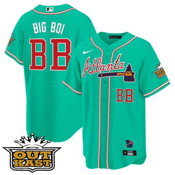 Men's Atlanta Braves Outkast Cool Base Jersey V3 - Galaxy Version - Stitched - Image 40