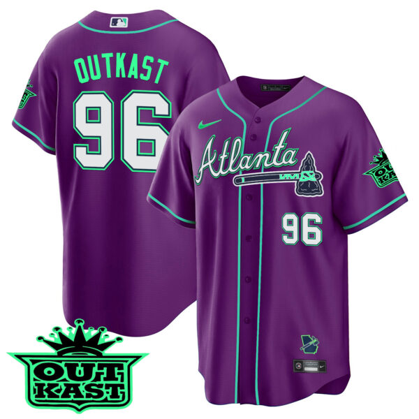 Men's Atlanta Braves Outkast Cool Base Jersey V3 - Galaxy Version - Stitched - Image 47