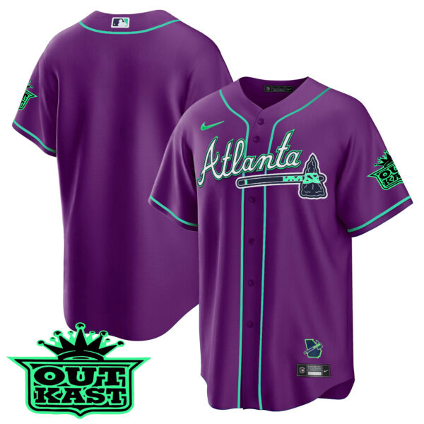 Men's Atlanta Braves Outkast Cool Base Jersey V3 - Galaxy Version - Stitched - Image 54