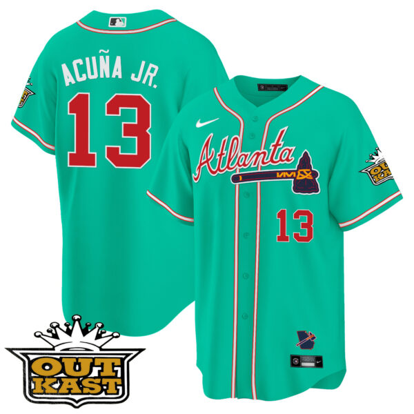 Men's Atlanta Braves Outkast Cool Base Jersey V3 - Galaxy Version - Stitched - Image 37