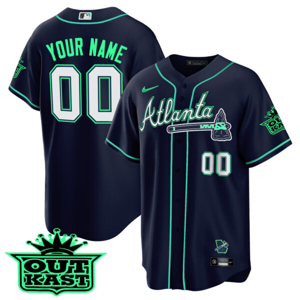 Atlanta Braves Outkast Cool Base Custom Jersey V3 - Galaxy Version - Stitched - Image 2