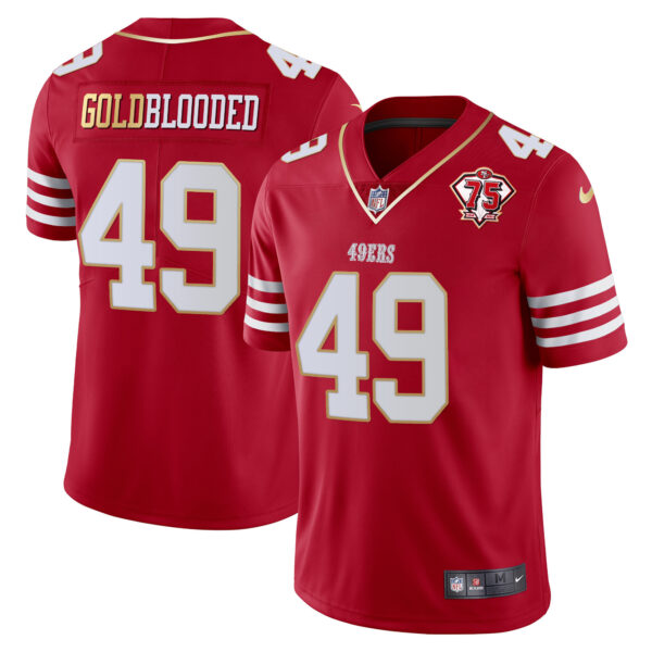 Men's 49ers 75th Anniversary Patch Vapor Gold Trim Jersey - All Stitched - Image 22