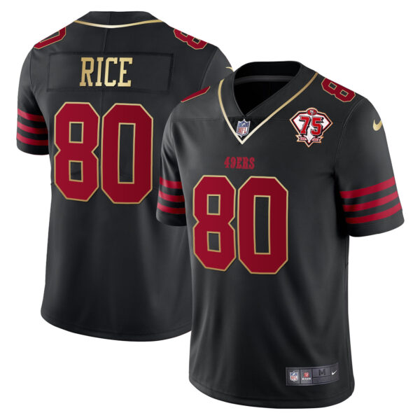 Men's 49ers 75th Anniversary Patch Vapor Gold Trim Jersey - All Stitched - Image 28