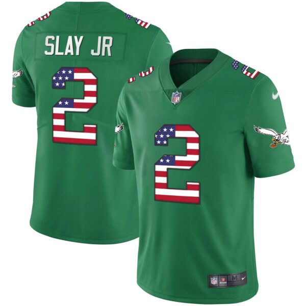 Men's Eagles Kelly Green Gold Flag Vapor Jersey - All Stitched - Image 8