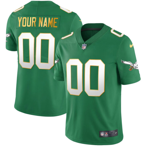 Eagles Kelly Green Gold Custom Jersey - All Stitched - Image 3