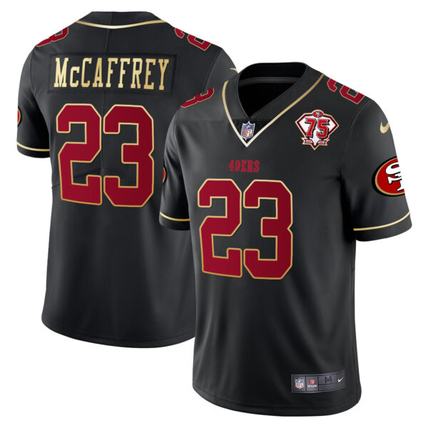 Men's 49ers 75th Anniversary Patch Vapor Gold Trim Jersey V2 - All Stitched - Image 11