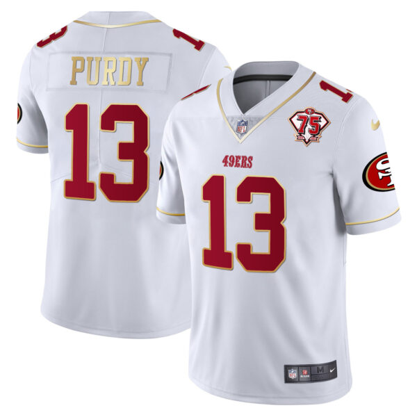 Men's 49ers 75th Anniversary Patch Vapor Gold Trim Jersey V2 - All Stitched - Image 3