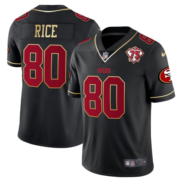 Men's 49ers 75th Anniversary Patch Vapor Gold Trim Jersey V2 - All Stitched - Image 16