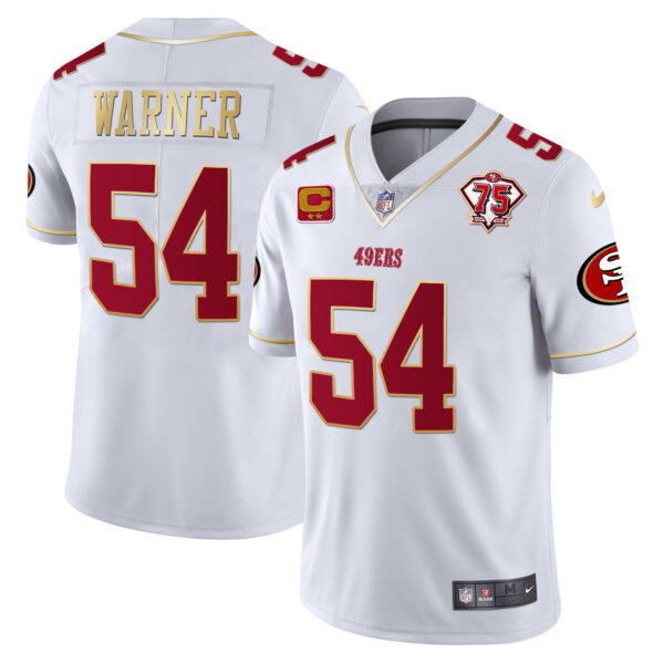 Men's 49ers 75th Anniversary Patch Vapor Gold Trim Jersey V2 - All Stitched - Image 5