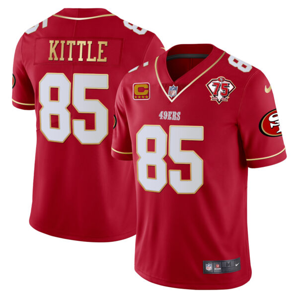 Men's 49ers 75th Anniversary Patch Vapor Gold Trim Jersey V2 - All Stitched - Image 24