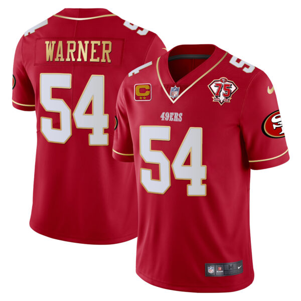 Men's 49ers 75th Anniversary Patch Vapor Gold Trim Jersey V2 - All Stitched - Image 25