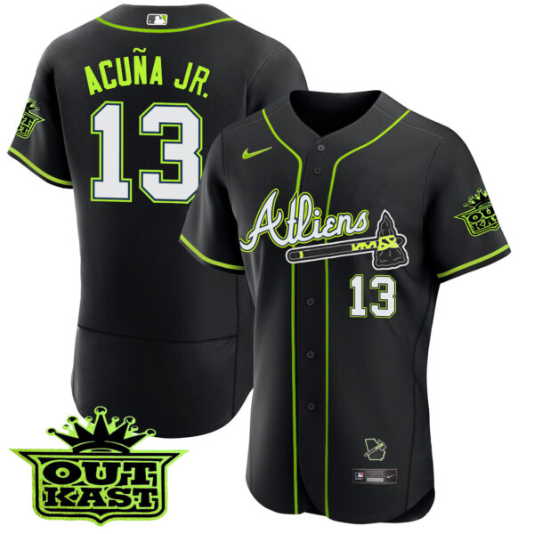 Men's Atlanta Braves Atliens Flex Base Jersey V4 - All Stitched - Image 46