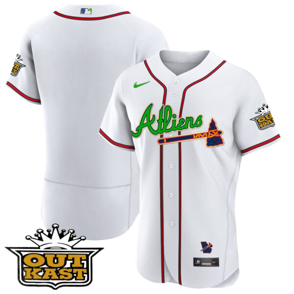 Men's Atlanta Braves Atliens Flex Base Gold Trim Jersey - All Stitched - Image 27