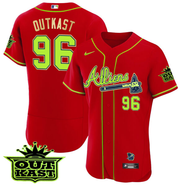 Men's Atlanta Braves Atliens Flex Base Gold Trim Jersey - All Stitched - Image 38