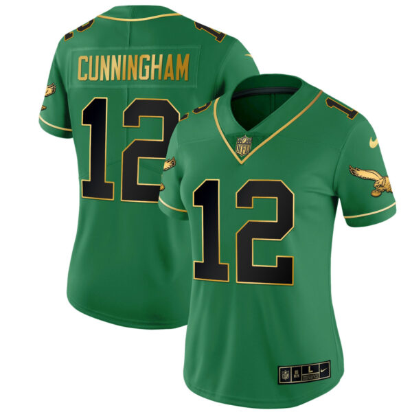 Women's Eagles Kelly Green Gold Jersey - All Stitched - Image 21