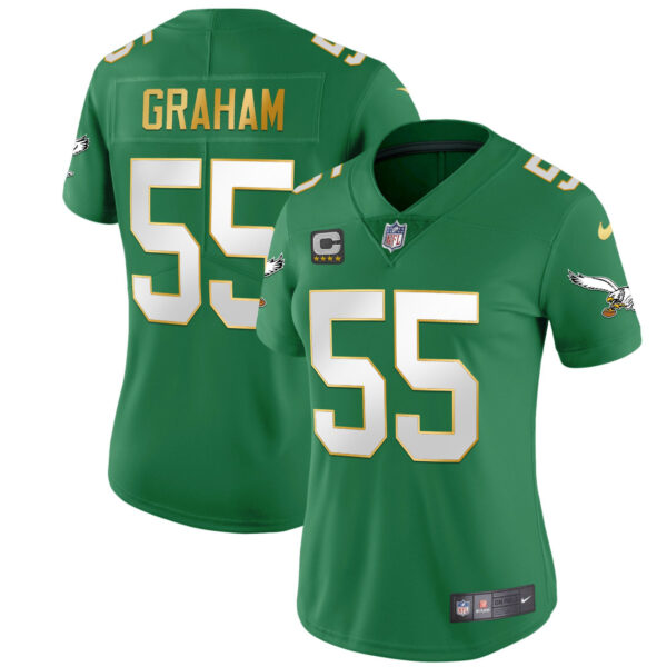 Women's Eagles Kelly Green Gold Jersey - All Stitched - Image 31