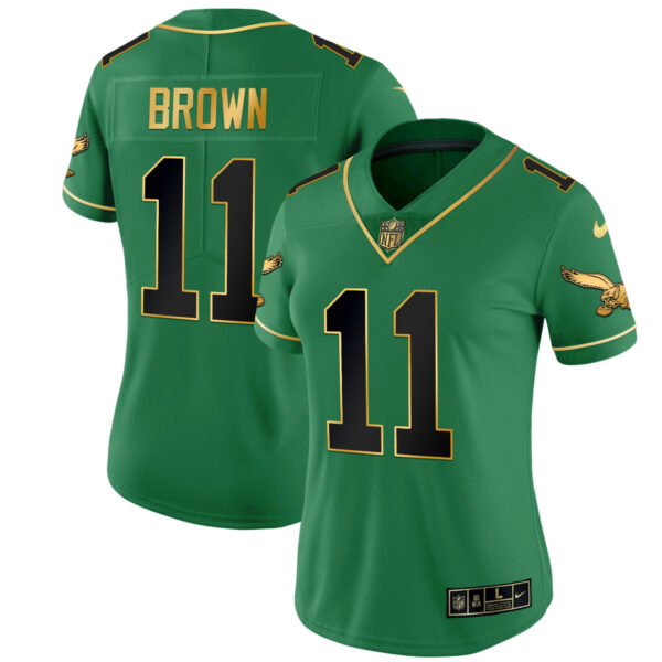 Women's Eagles Kelly Green Gold Jersey - All Stitched - Image 24