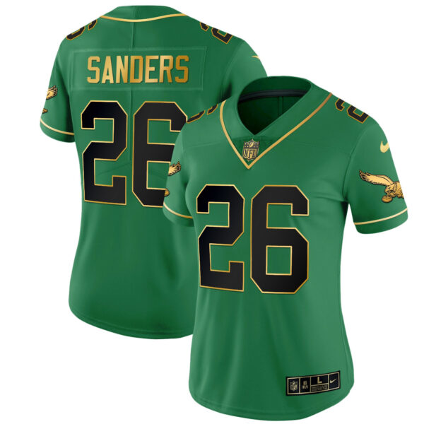 Women's Eagles Kelly Green Gold Jersey - All Stitched - Image 27
