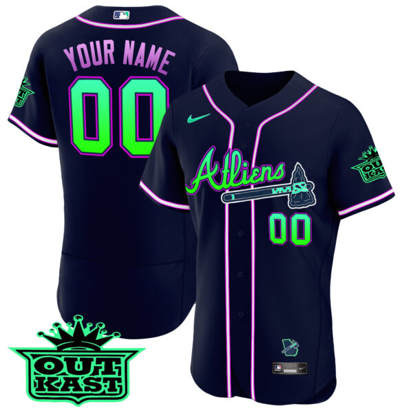 Atlanta Braves Atliens Flex Base Custom Jersey - Galaxy Version - Stitched