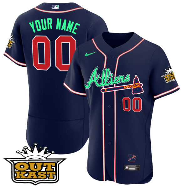 Atlanta Braves Atliens Flex Base Custom Jersey - Galaxy Version - Stitched - Image 3
