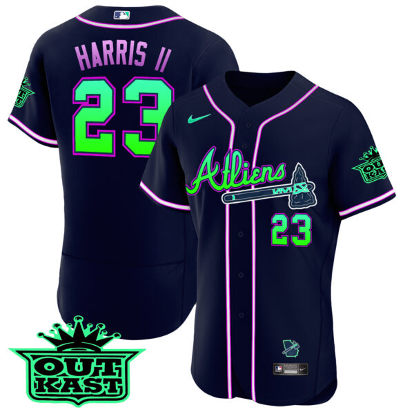 Men's Atlanta Braves Atliens Flex Base Jersey - Galaxy Version - Stitched - Image 6