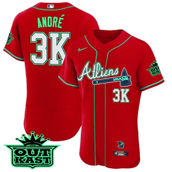 Men's Atlanta Braves Atliens Flex Base Jersey - Galaxy Version - Stitched - Image 30