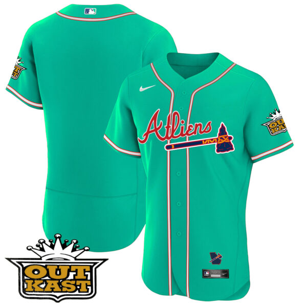 Men's Atlanta Braves Atliens Flex Base Jersey - Galaxy Version - Stitched - Image 45