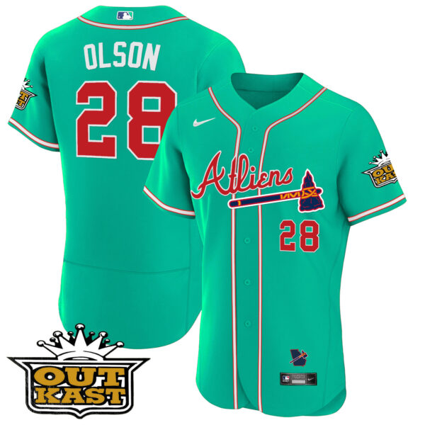 Men's Atlanta Braves Atliens Flex Base Jersey - Galaxy Version - Stitched - Image 43