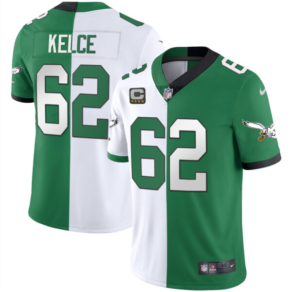 Men's Eagles Gold & Kelly Vapor Throwback Jersey - All Stitched - Image 34