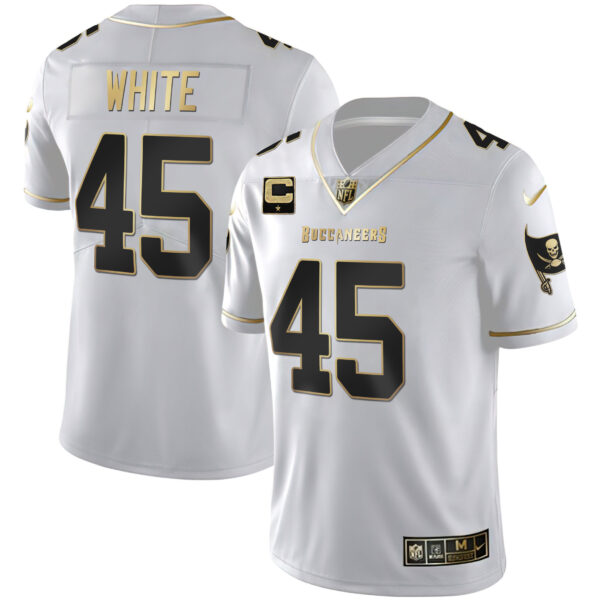 Men's Tampa Bay Buccaneers White Gold & Black Gold Jersey - All Stitched - Image 4