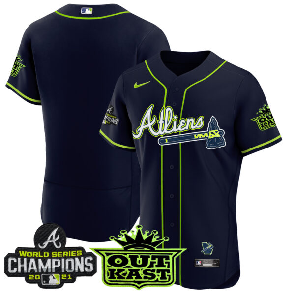 Men's Atlanta Braves Atliens Champions Flex Base Jersey - All Stitched - Image 9