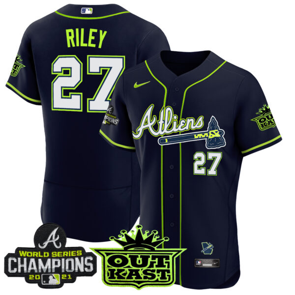 Men's Atlanta Braves Atliens Champions Flex Base Jersey - All Stitched - Image 5